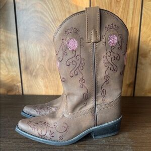 Shyanne Brown and Pink Kids Cowboy Boots